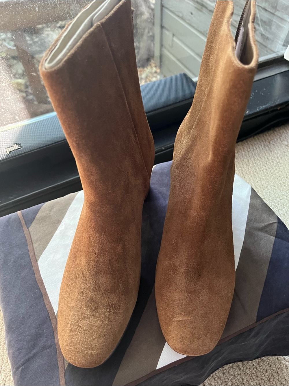 J. Crew Chestnut Suede Heeled Mid-Calf Boots